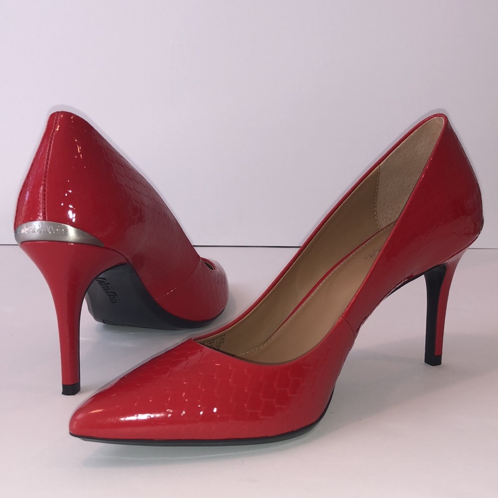 Calvin Klein Red Gayle Pointy Toe Stiletto Pumps, Size 7